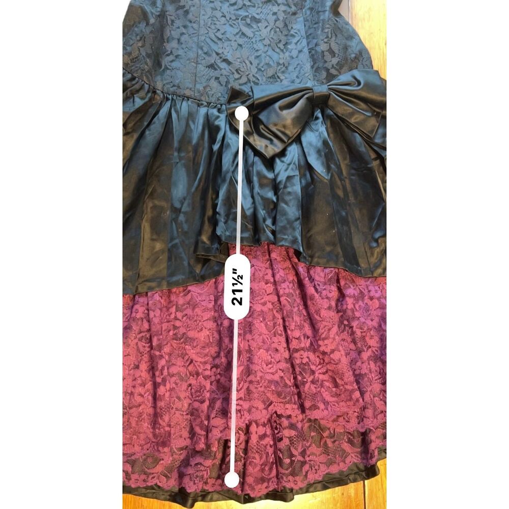 Vintage 80s Custom Purple Black Drop Waisted Corset Dress Size M - Picture 9 of 13